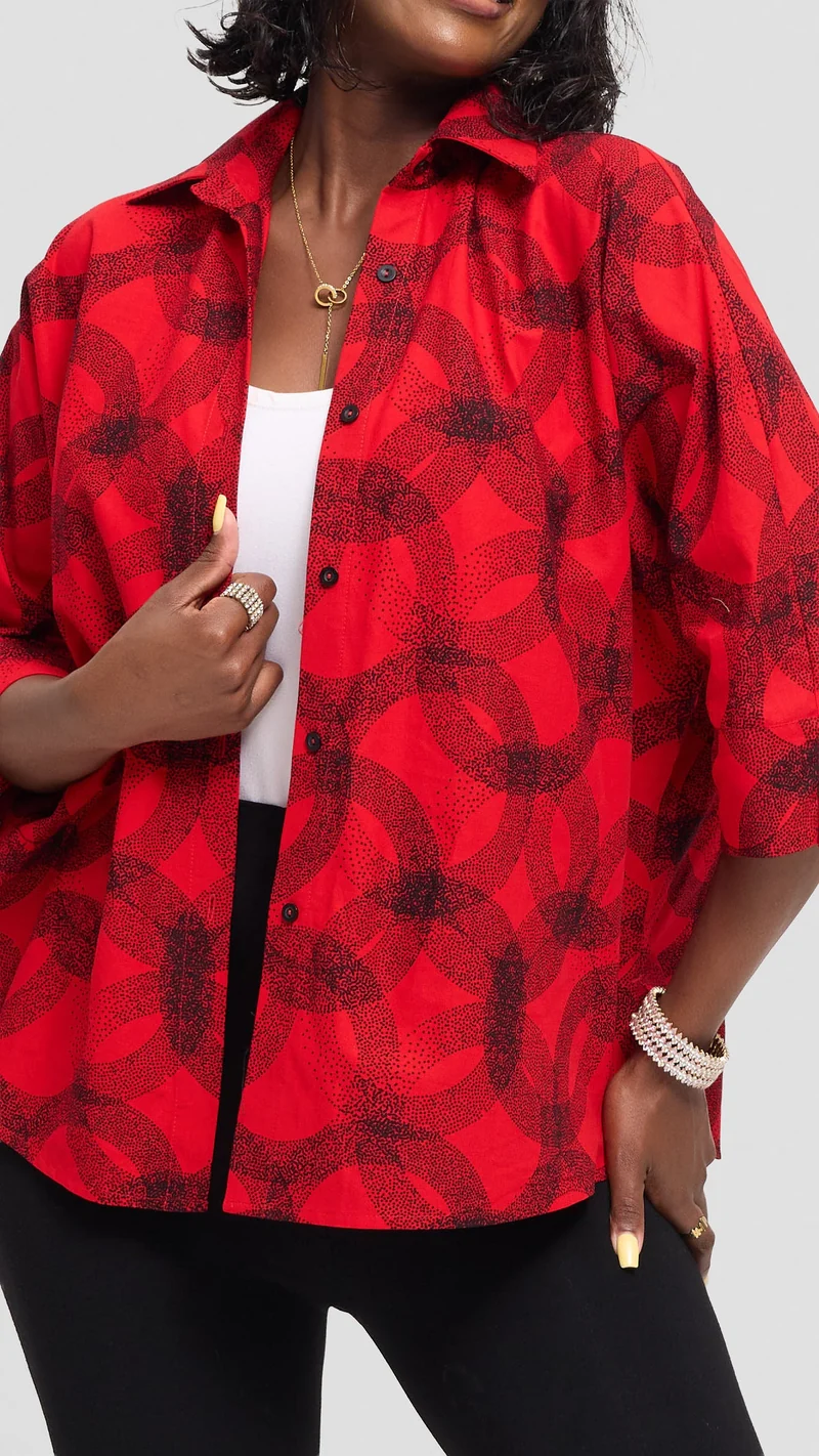 Vivo Back Pleat Loose Top in Kitenge - Raza Print