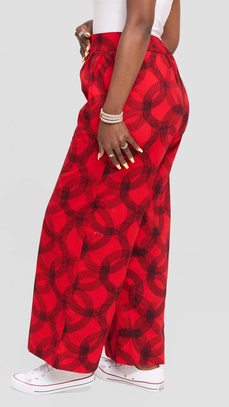 Vivo Pleated Wide Leg Pants in Kitenge - Raza Print
