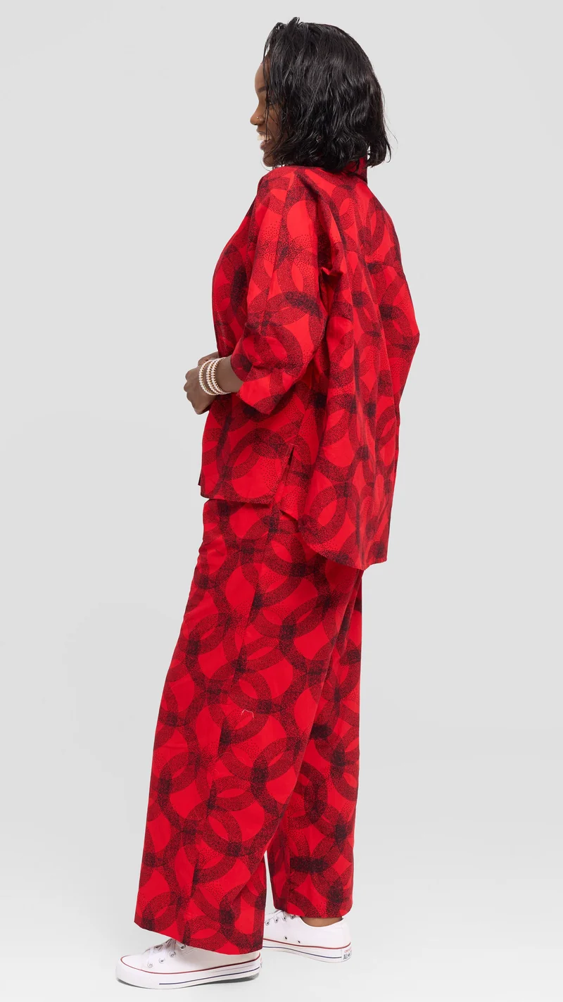 Vivo Pleated Wide Leg Pants in Kitenge - Raza Print