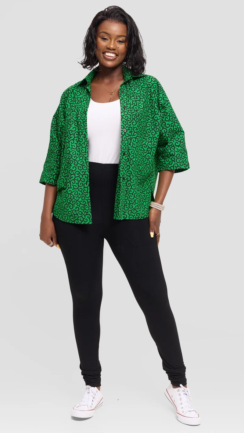 Vivo Back Pleat Loose Top in Kitenge - Kupe Print