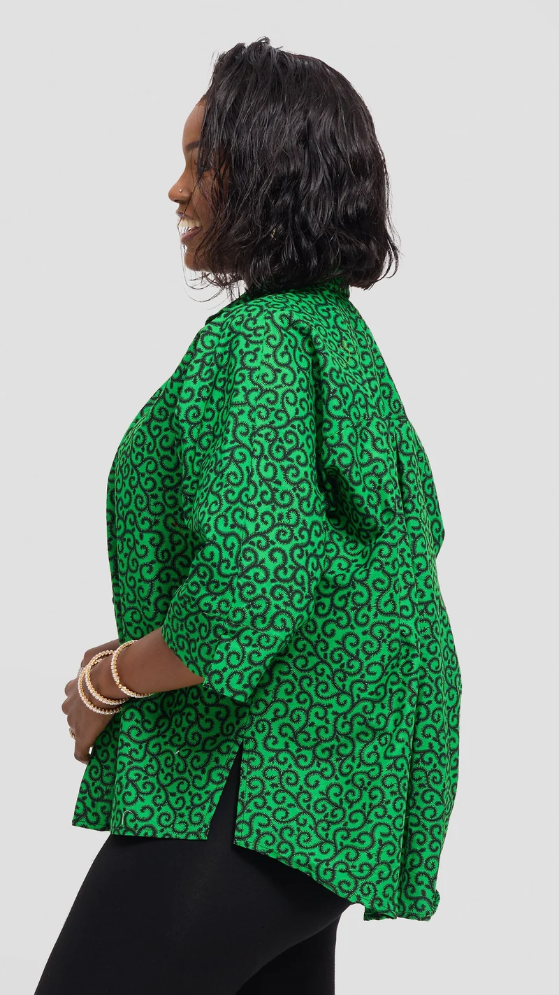 Vivo Back Pleat Loose Top in Kitenge - Kupe Print
