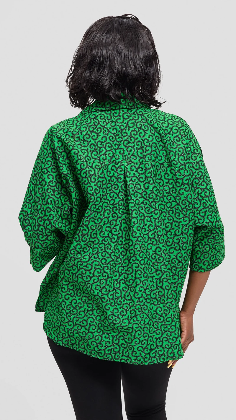 Vivo Back Pleat Loose Top in Kitenge - Kupe Print