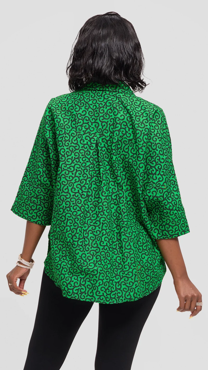 Vivo Back Pleat Loose Top in Kitenge - Kupe Print