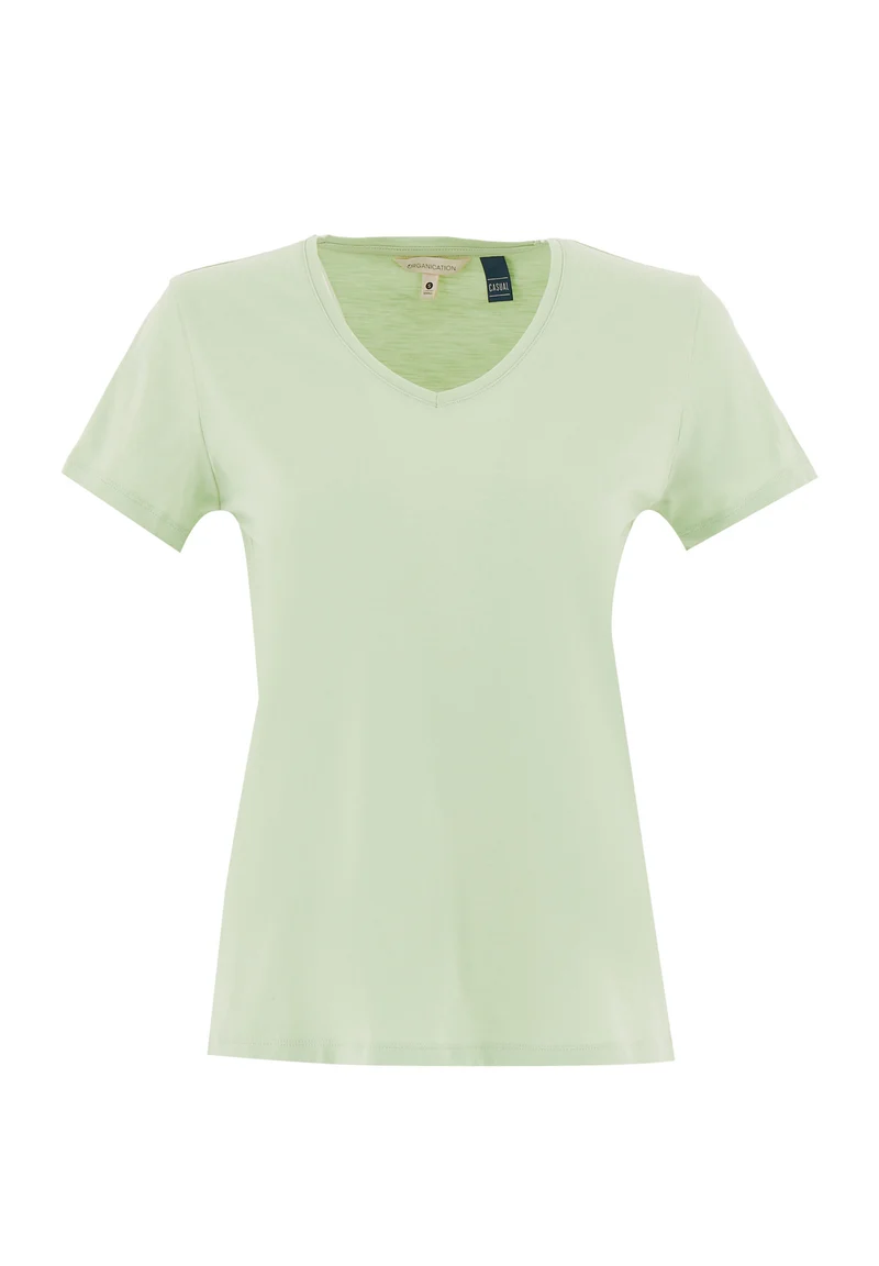 Basic T-Shirt aus Bio-Baumwolle mit V-Ausschnitt