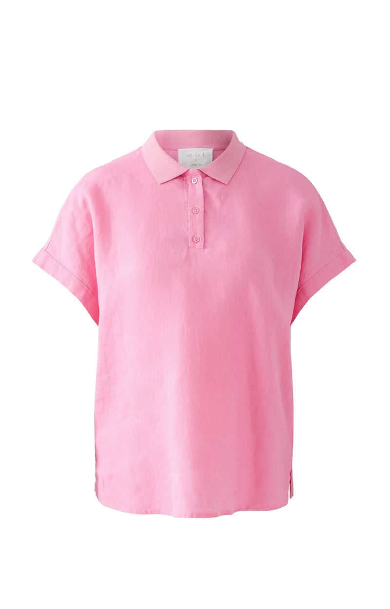 T-shirt polo en lin et jersey sur le dos