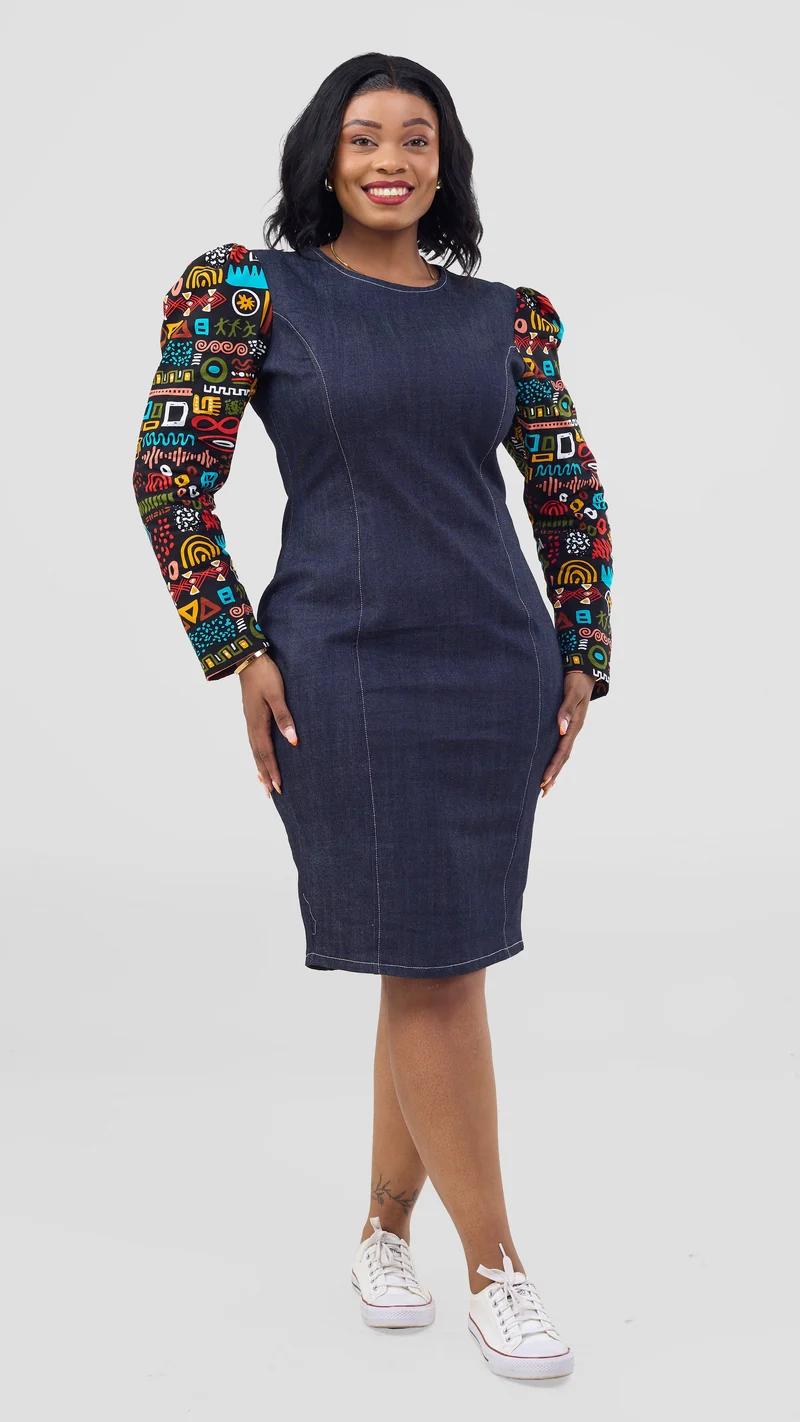 Home of Calor Denim Shift Dress - Denim Blue