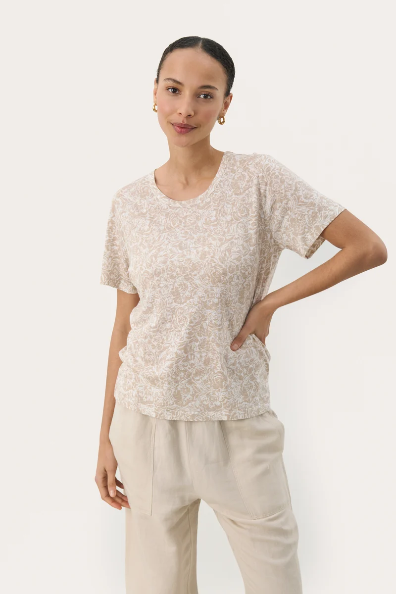 T-shirt en lin avec imprimé floral Nacima