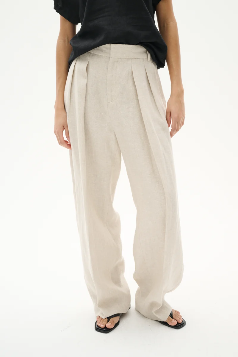 Pantalon en lin ample plissé Yaiza