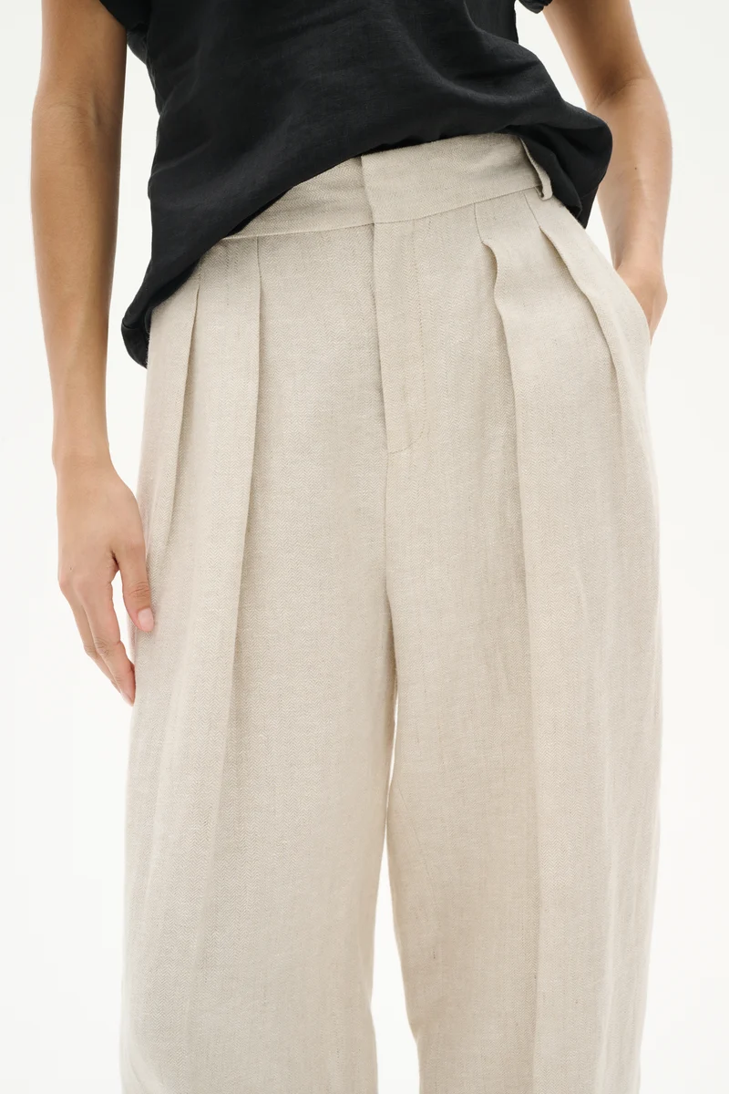 Pantalon en lin ample plissé Yaiza