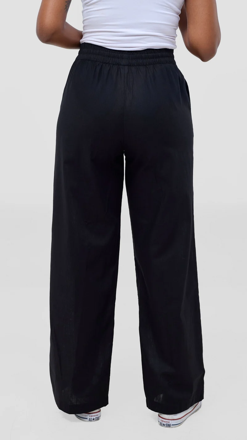 Safari by Vivo Zehra Drawstring Pants in Linen Blend - Black