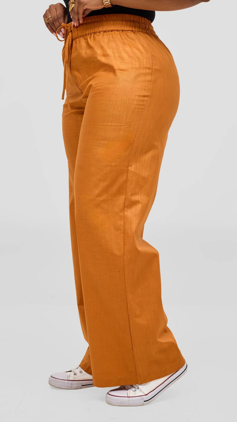 Safari by Vivo Zehra Drawstring Pants in Linen Blend - Rust