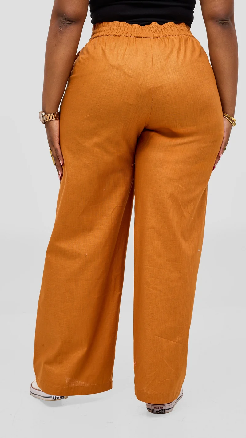 Safari by Vivo Zehra Drawstring Pants in Linen Blend - Rust