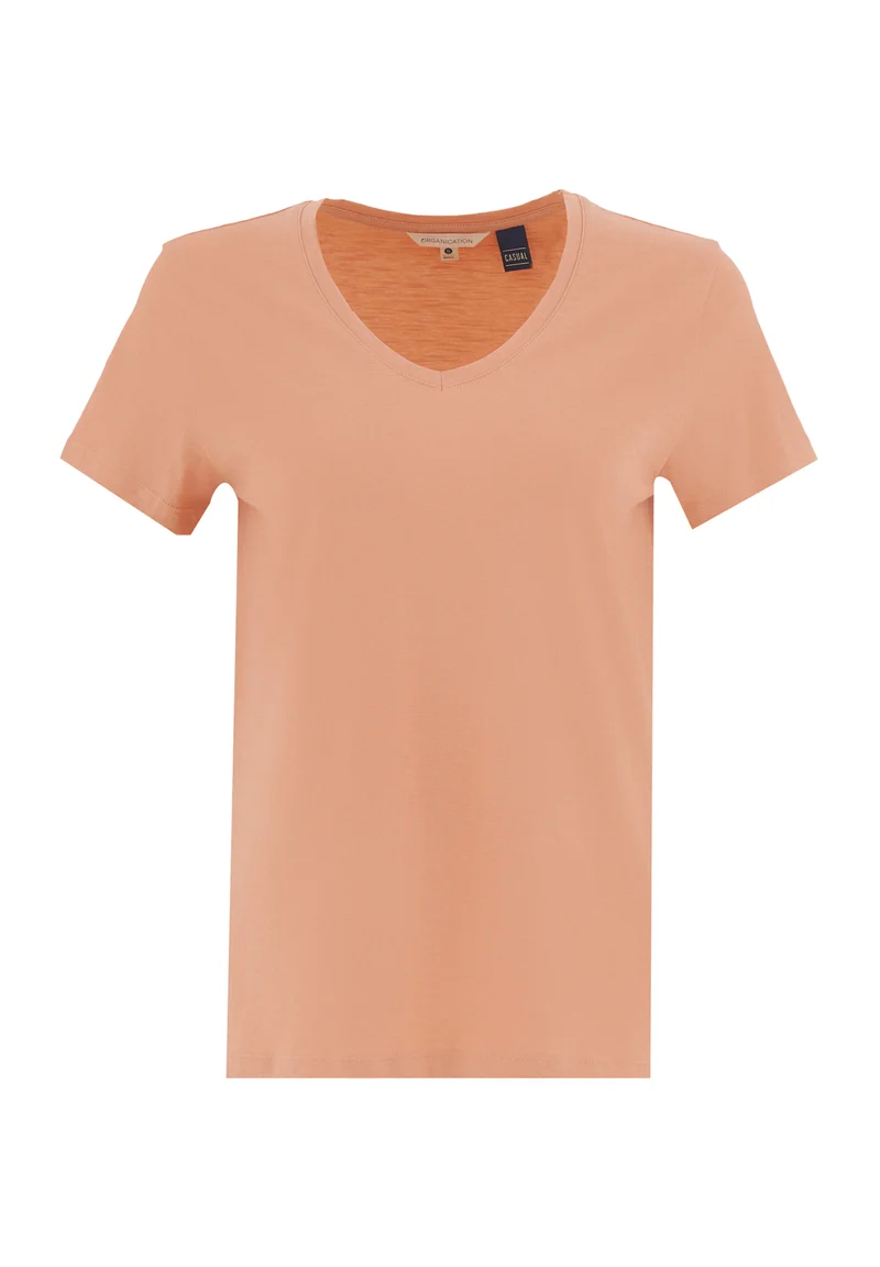 Basic T-Shirt aus Bio-Baumwolle mit V-Ausschnitt