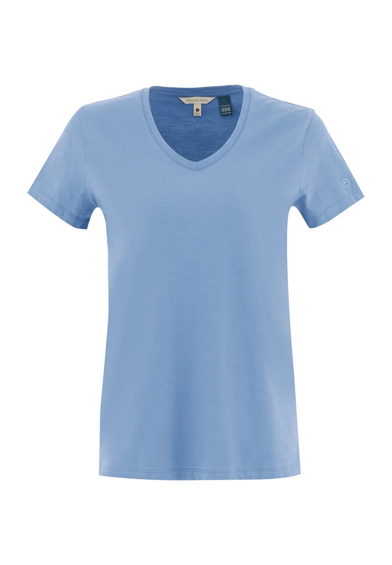 Basic T-Shirt aus Bio-Baumwolle mit V-Ausschnitt