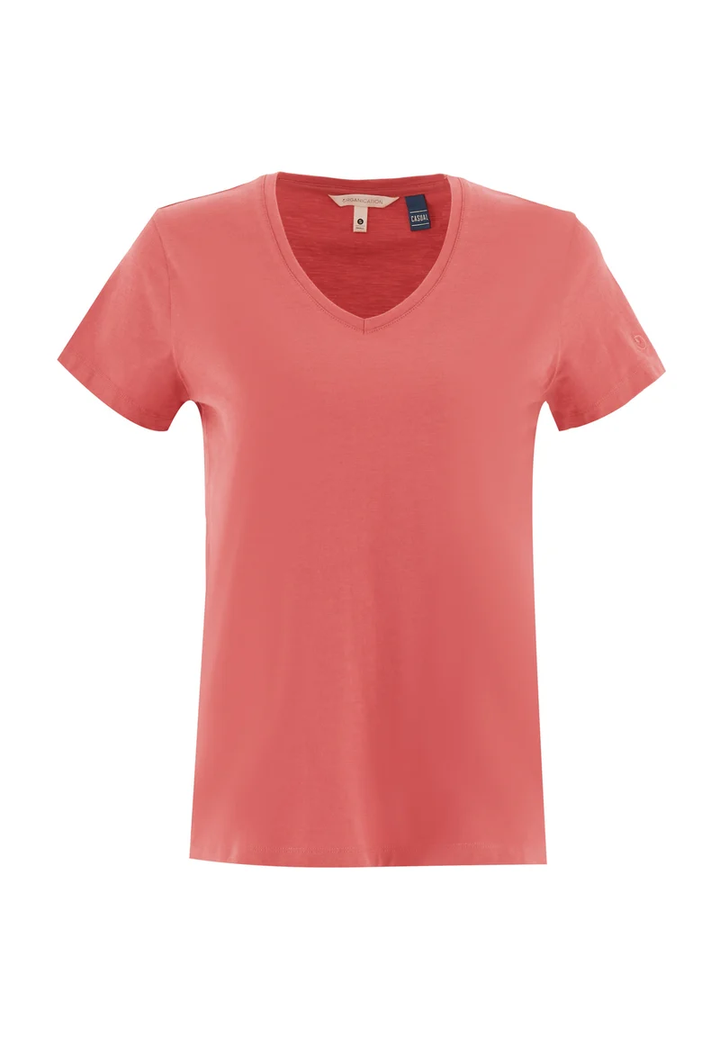 Basic T-Shirt aus Bio-Baumwolle mit V-Ausschnitt