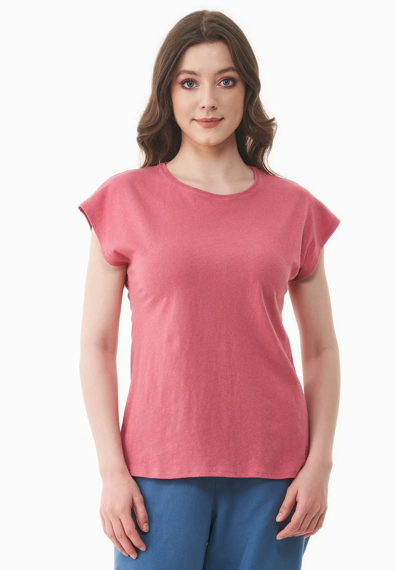 T-shirt aus Bio-Baumwolle und Leinen
