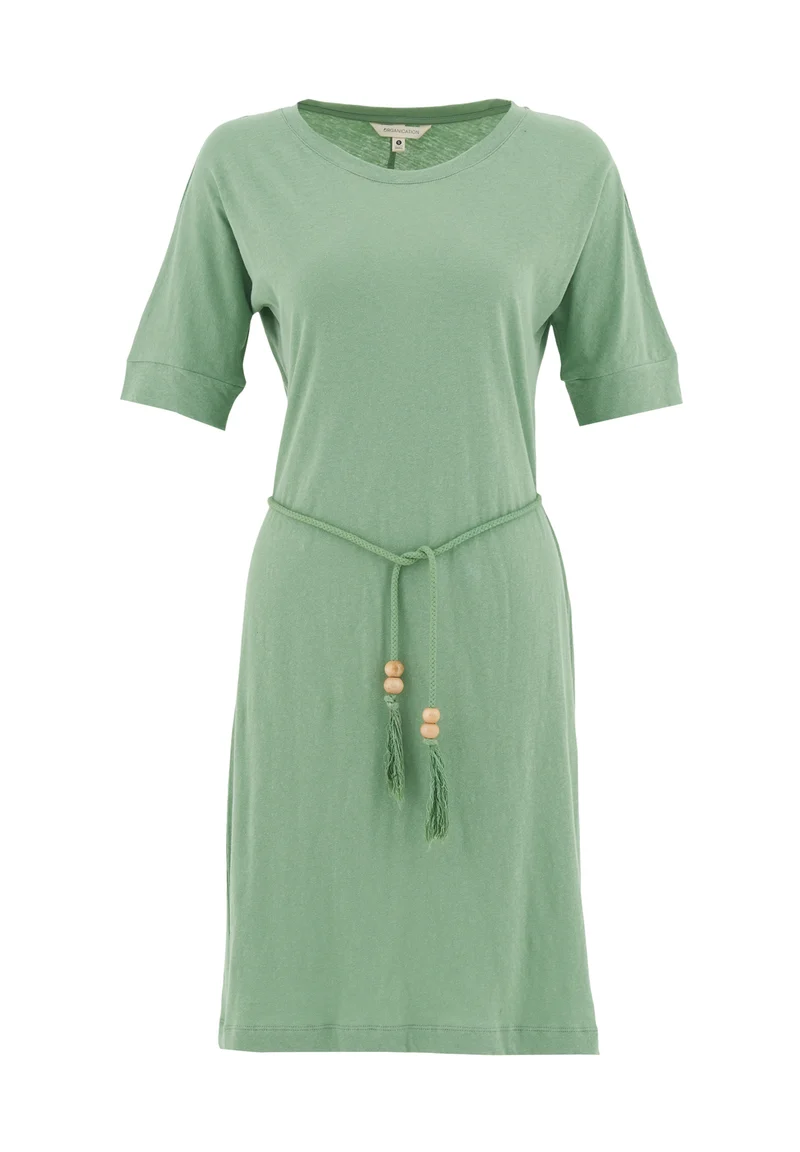 Jerseykleid aus Bio-Baumwolle und Leinen