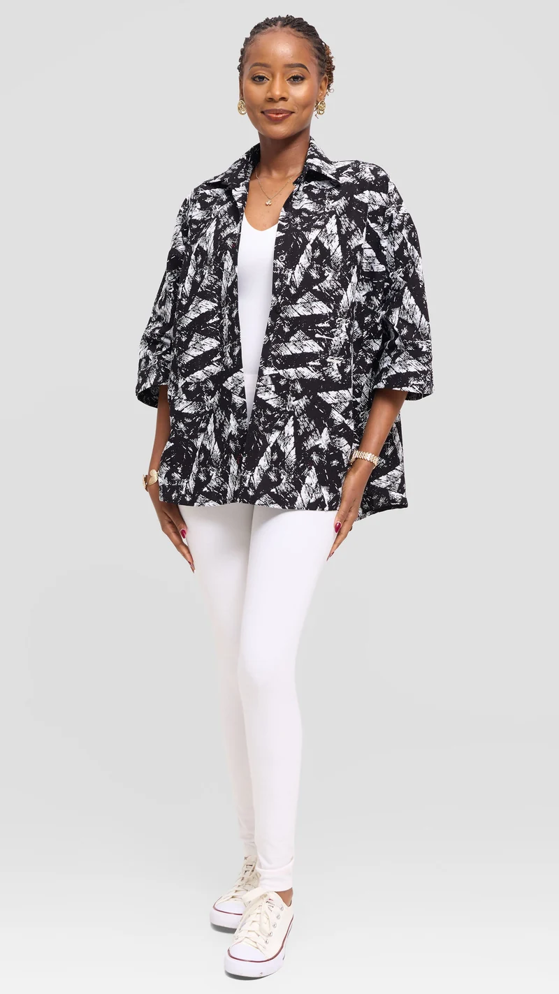 Vivo Back Pleat Loose Top in Kitenge - Sizwe Print
