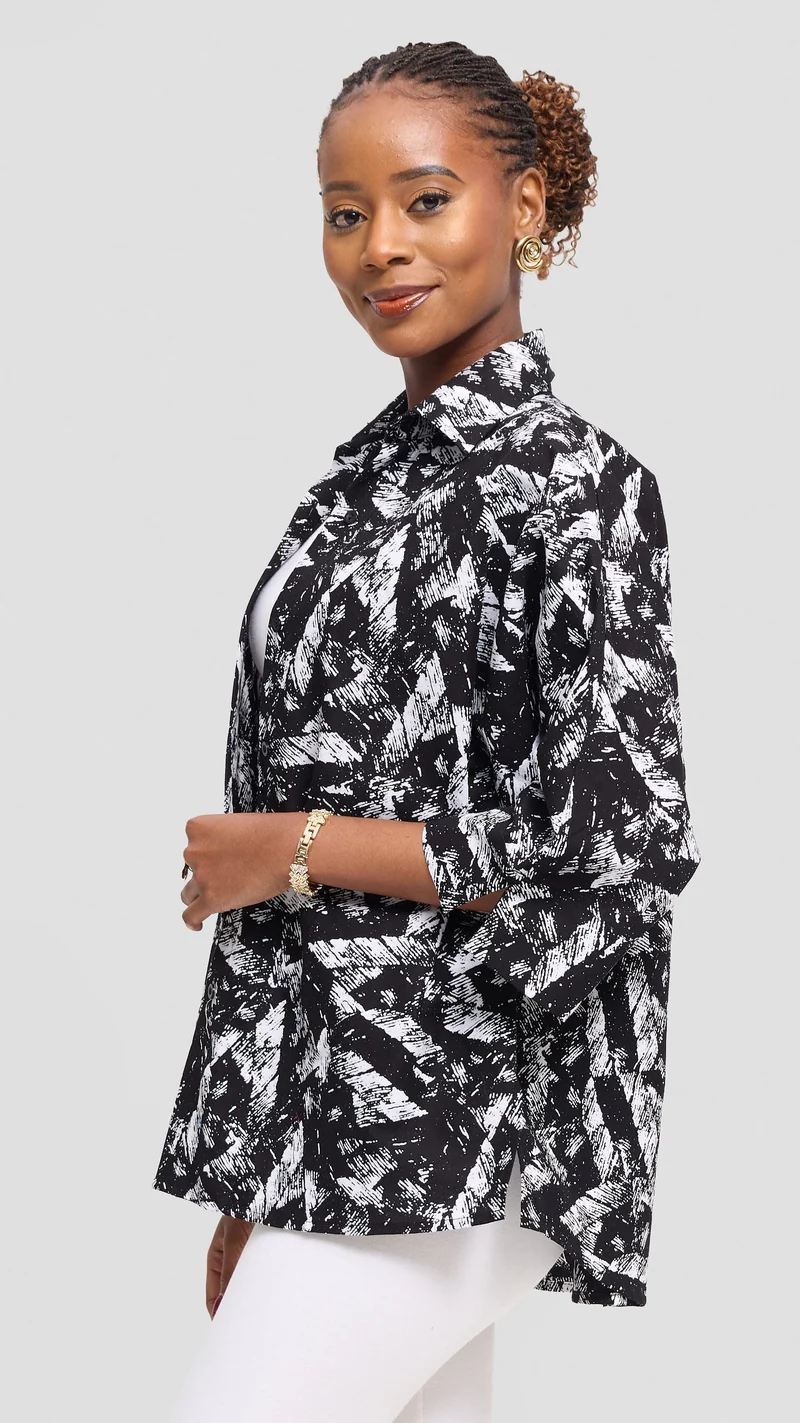 Vivo Back Pleat Loose Top in Kitenge - Sizwe Print