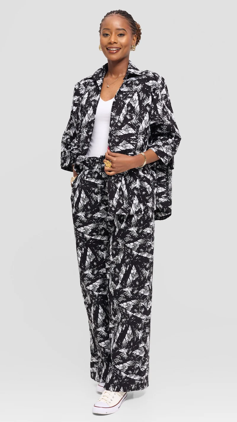Vivo Pleated Wide Leg Pants in Kitenge - Sizwe Print