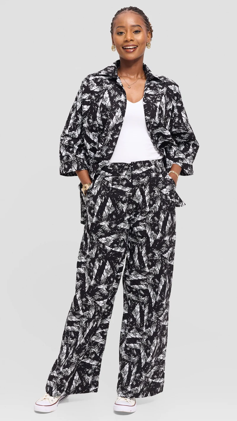 Vivo Pleated Wide Leg Pants in Kitenge - Sizwe Print