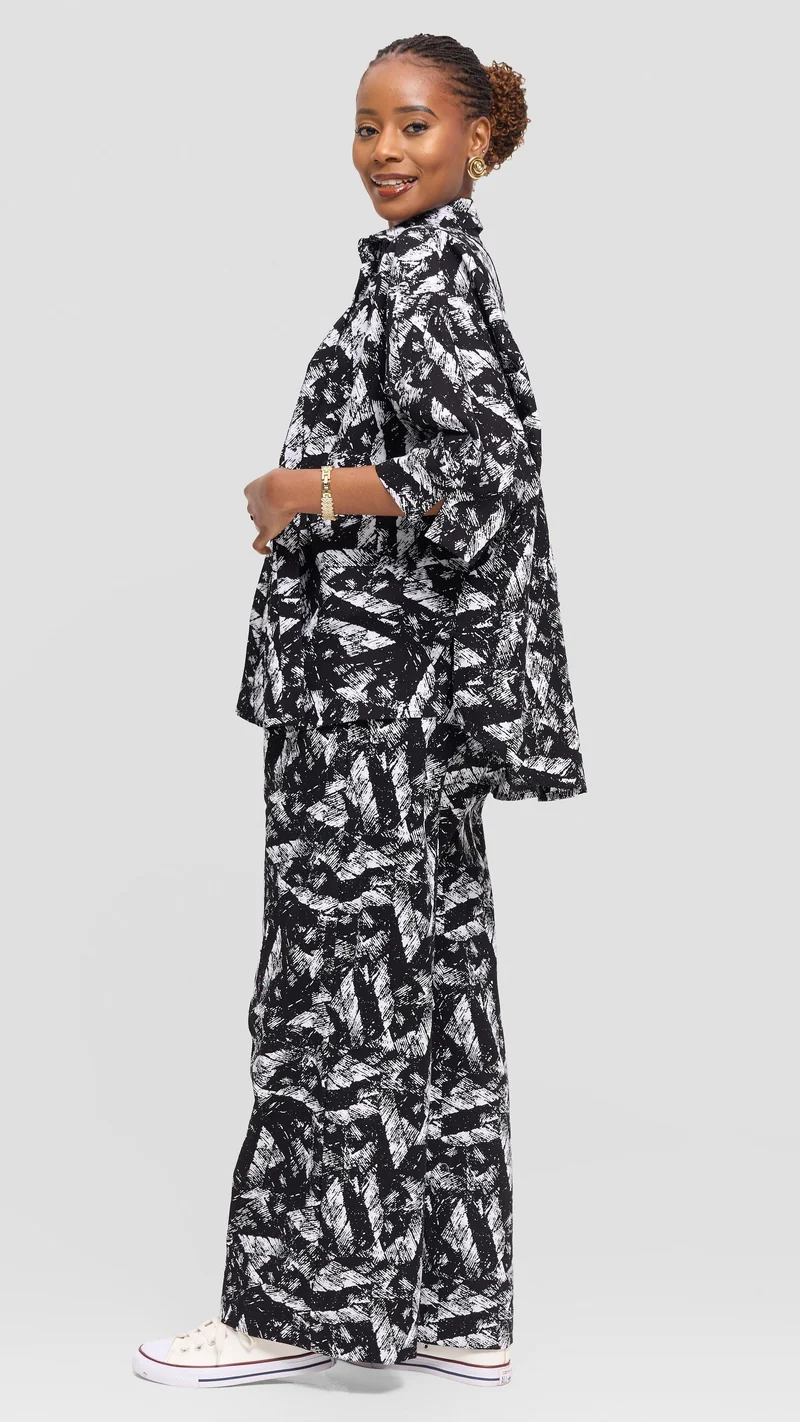 Vivo Pleated Wide Leg Pants in Kitenge - Sizwe Print