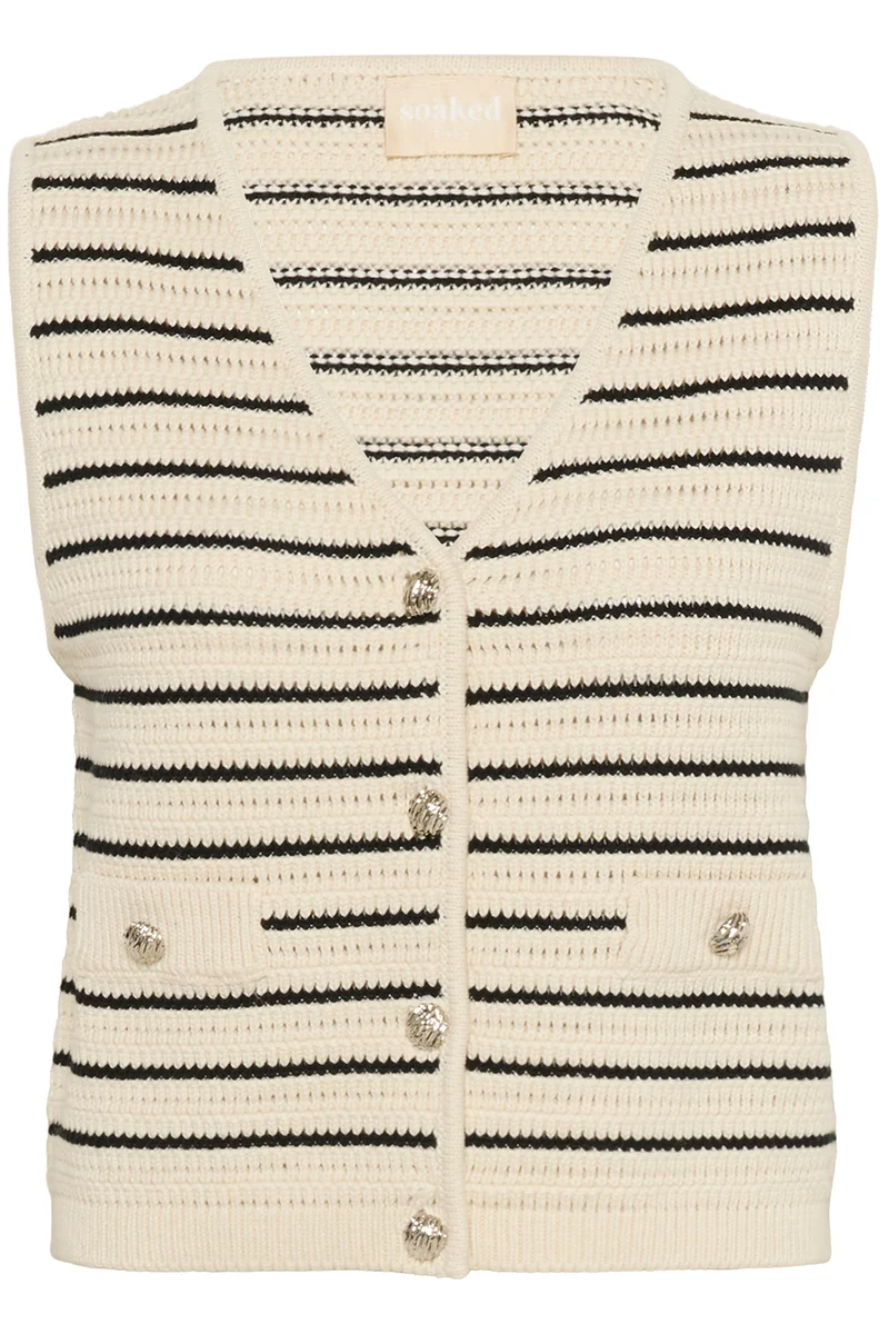Gilet rayé texturé avec boutons argentés Madalena