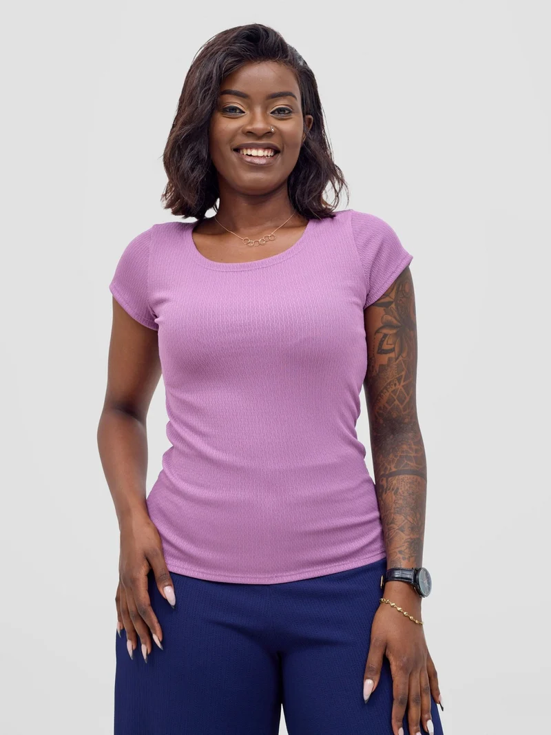 Vivo Chela Basic Cap Sleeve Top - Lilac