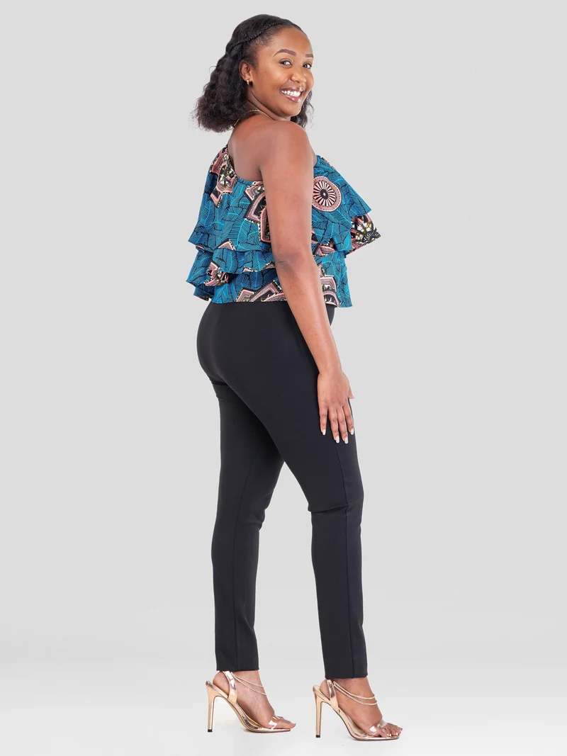 Vivo Naya One Shoulder Flounce Top - Tawi