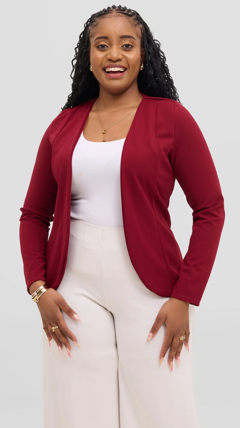 Vivo Basic Dua Jacket in Ponte - Wine Red