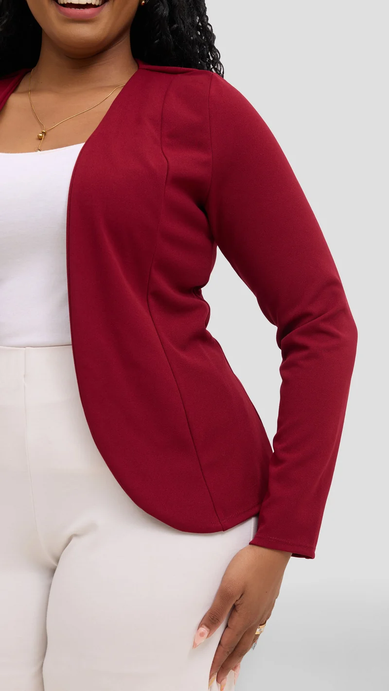 Vivo Basic Dua Jacket in Ponte - Wine Red