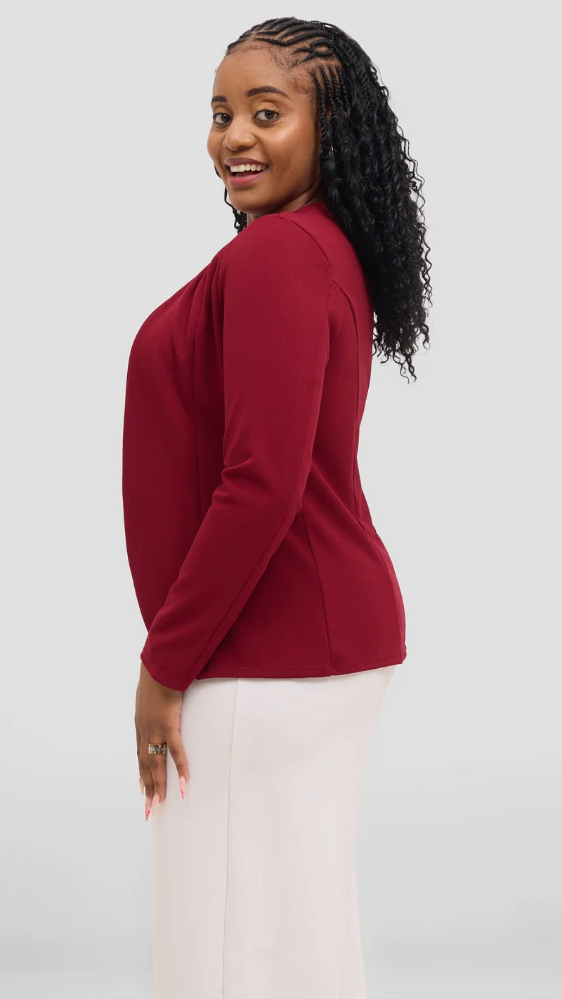 Vivo Basic Dua Jacket in Ponte - Wine Red