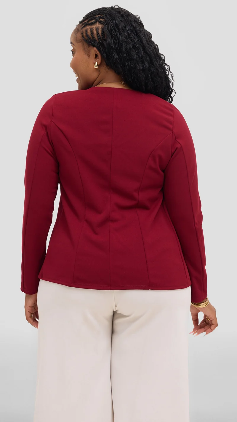 Vivo Basic Dua Jacket in Ponte - Wine Red
