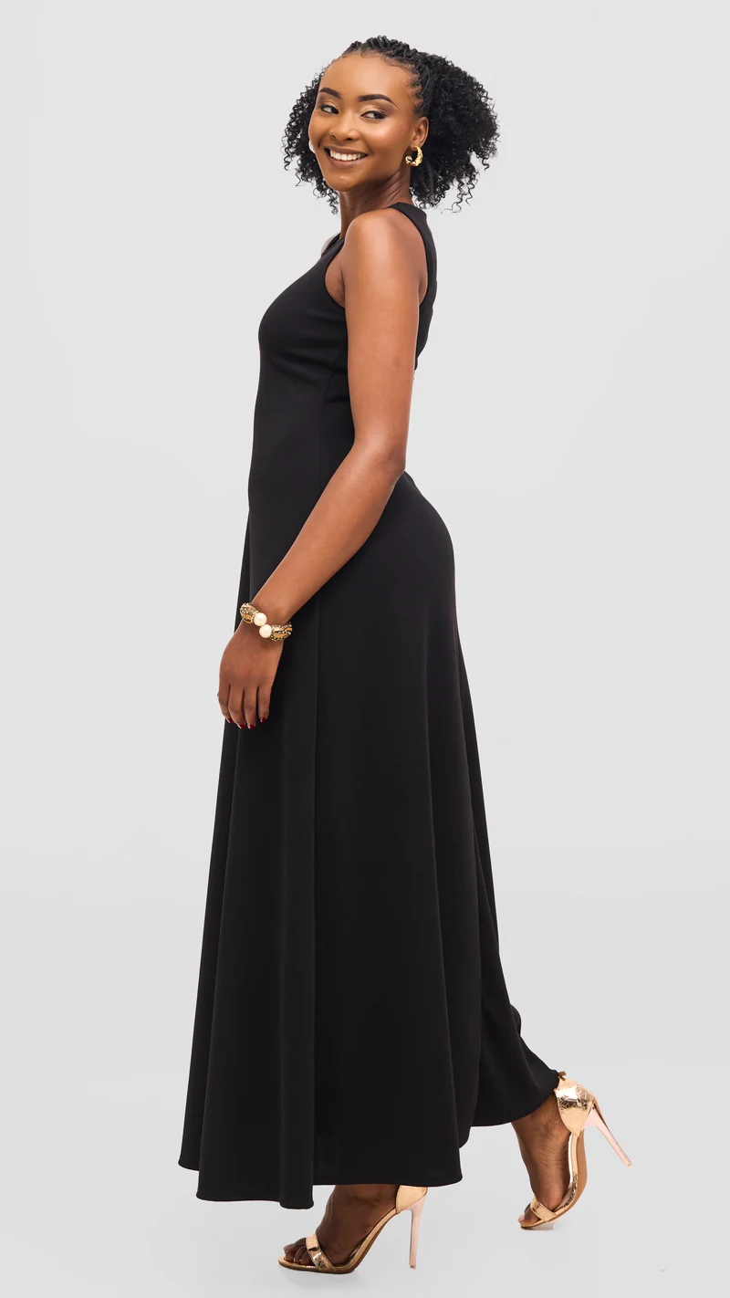 Vivo Maxi Dress in Stretch Rib - Black