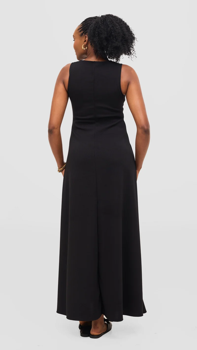 Vivo Maxi Dress in Stretch Rib - Black