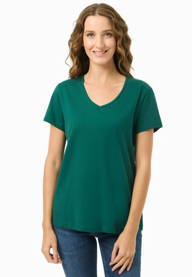 Basic T-Shirt aus Bio-Baumwolle mit V-Ausschnitt