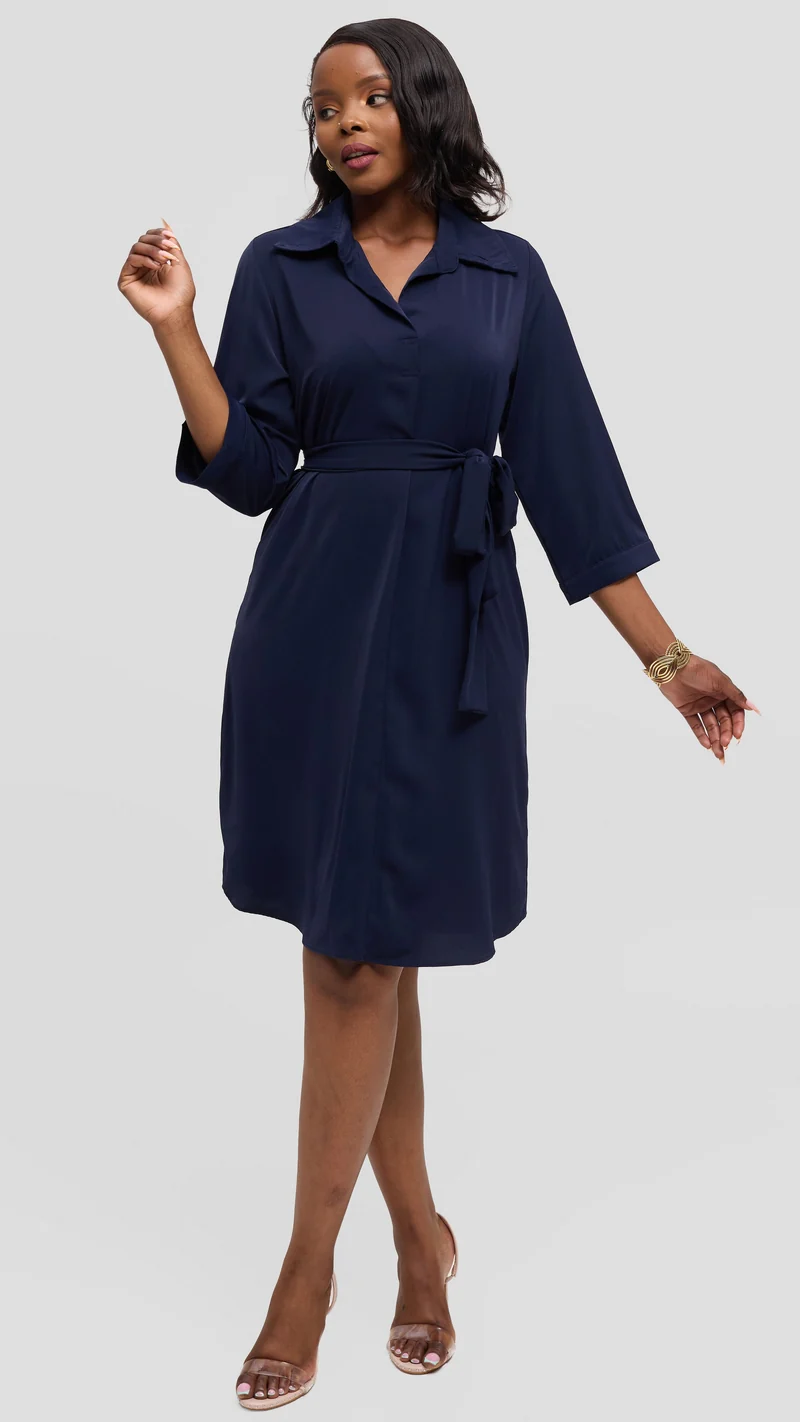 Vivo Nala Shirt Dress - Navy Blue