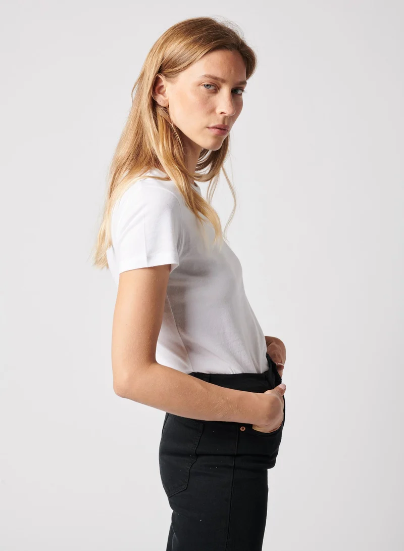 Soft touch T-shirt de base ajusté à col rond
