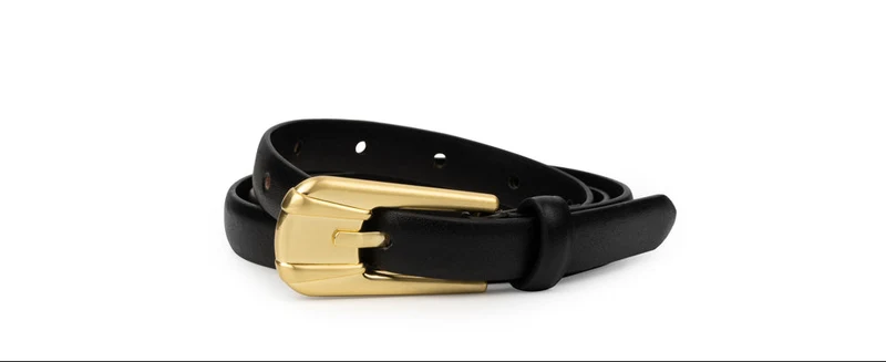 Ceinture Carini en cuir mince avec boucle dorée