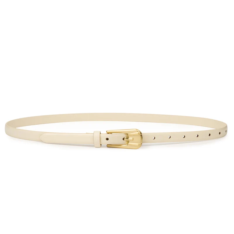 Ceinture Carini en cuir mince avec boucle dorée