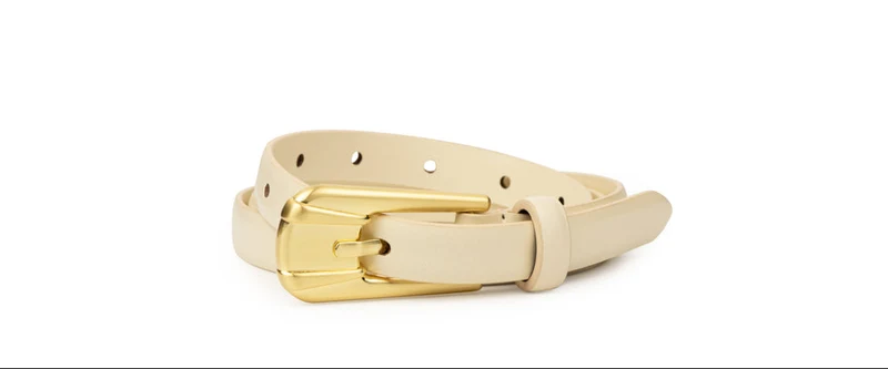 Ceinture Carini en cuir mince avec boucle dorée