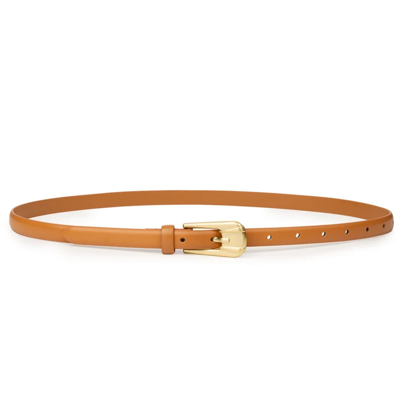 Ceinture Carini en cuir mince avec boucle dorée
