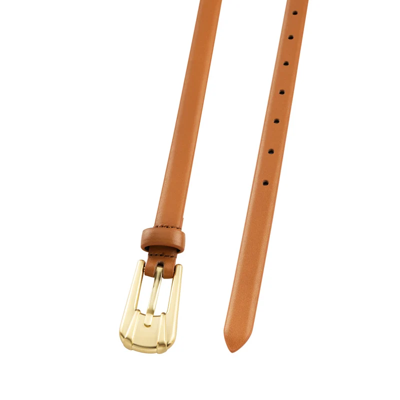 Ceinture Carini en cuir mince avec boucle dorée
