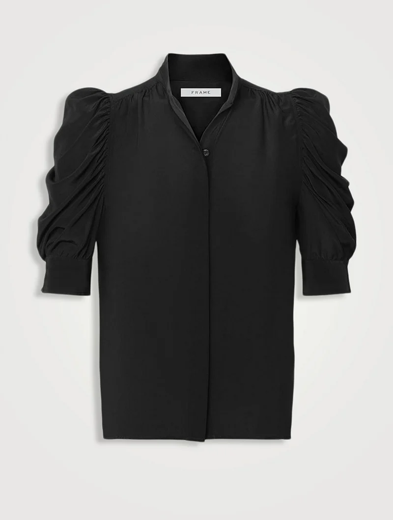 Blouse en soie à manches bouffantes courtes Gillian