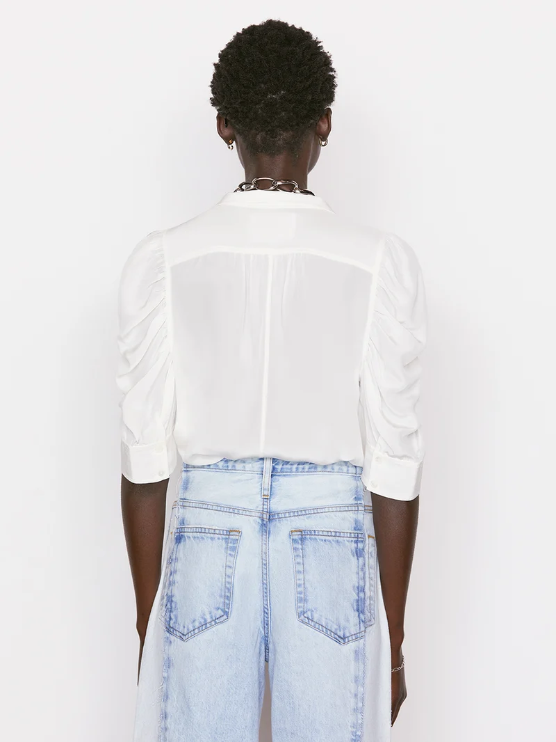 Blouse en soie à manches bouffantes courtes Gillian