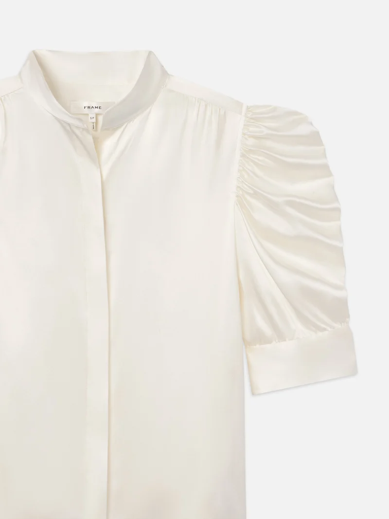 Blouse en soie à manches bouffantes courtes Gillian