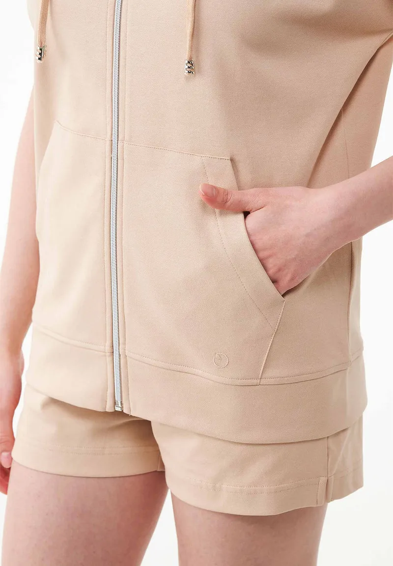 Leichte Full-Zip Kurzarm-Hoodie aus Bio-Baumwolle