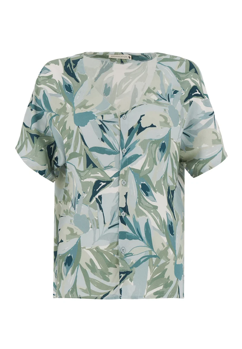 Bluse aus LENZING™ ECOVERO™ mit Blattmuster