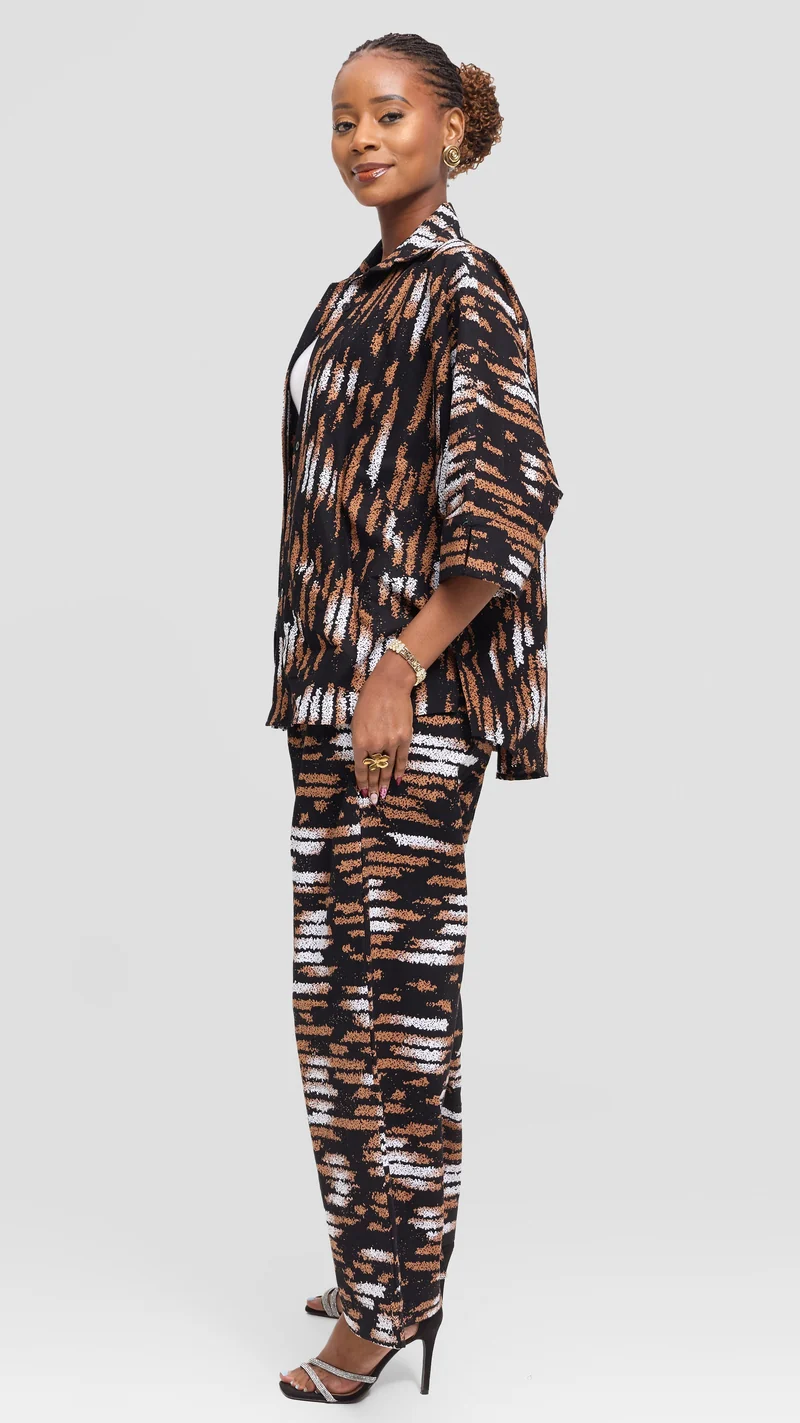 Vivo Pleated Wide Leg Pants in Kitenge - Nyati Print