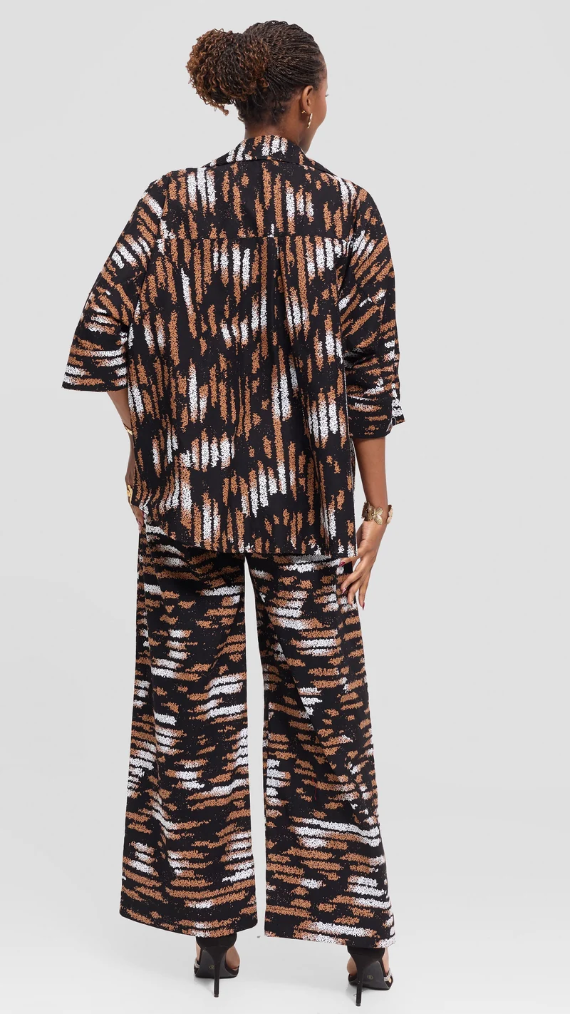 Vivo Pleated Wide Leg Pants in Kitenge - Nyati Print